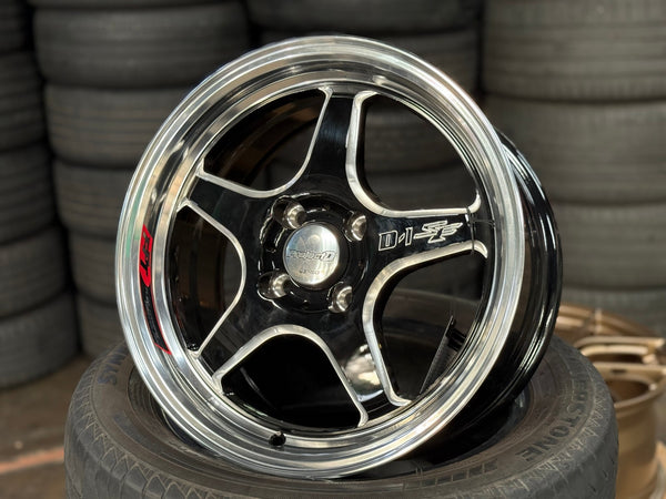 New 15X7 ET35 Lenso D1SF High Rim (4 wheel) Gloss Black 4X100