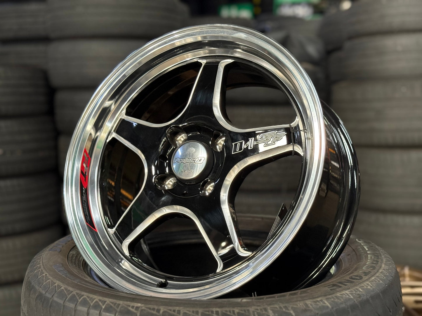 New 15X7 ET35 Lenso D1SF High Rim (4 wheel) Gloss Black 4X100