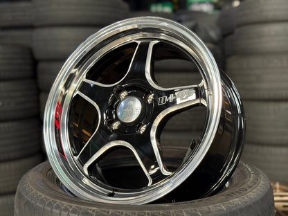 New 15X7 ET35 Lenso D1SF High Rim (4 wheel) Gloss Black 4X100