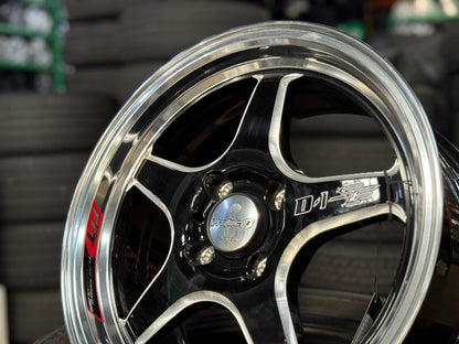 New 15X7 ET35 Lenso D1SF High Rim (4 wheel) Gloss Black 4X100