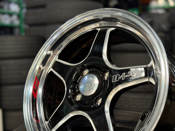 New 15X7 ET35 Lenso D1SF High Rim (4 wheel) Gloss Black 4X100