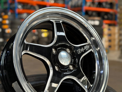 New 15X7 ET35 Lenso D1SF High Rim (4 wheel) Gloss Black 4X100