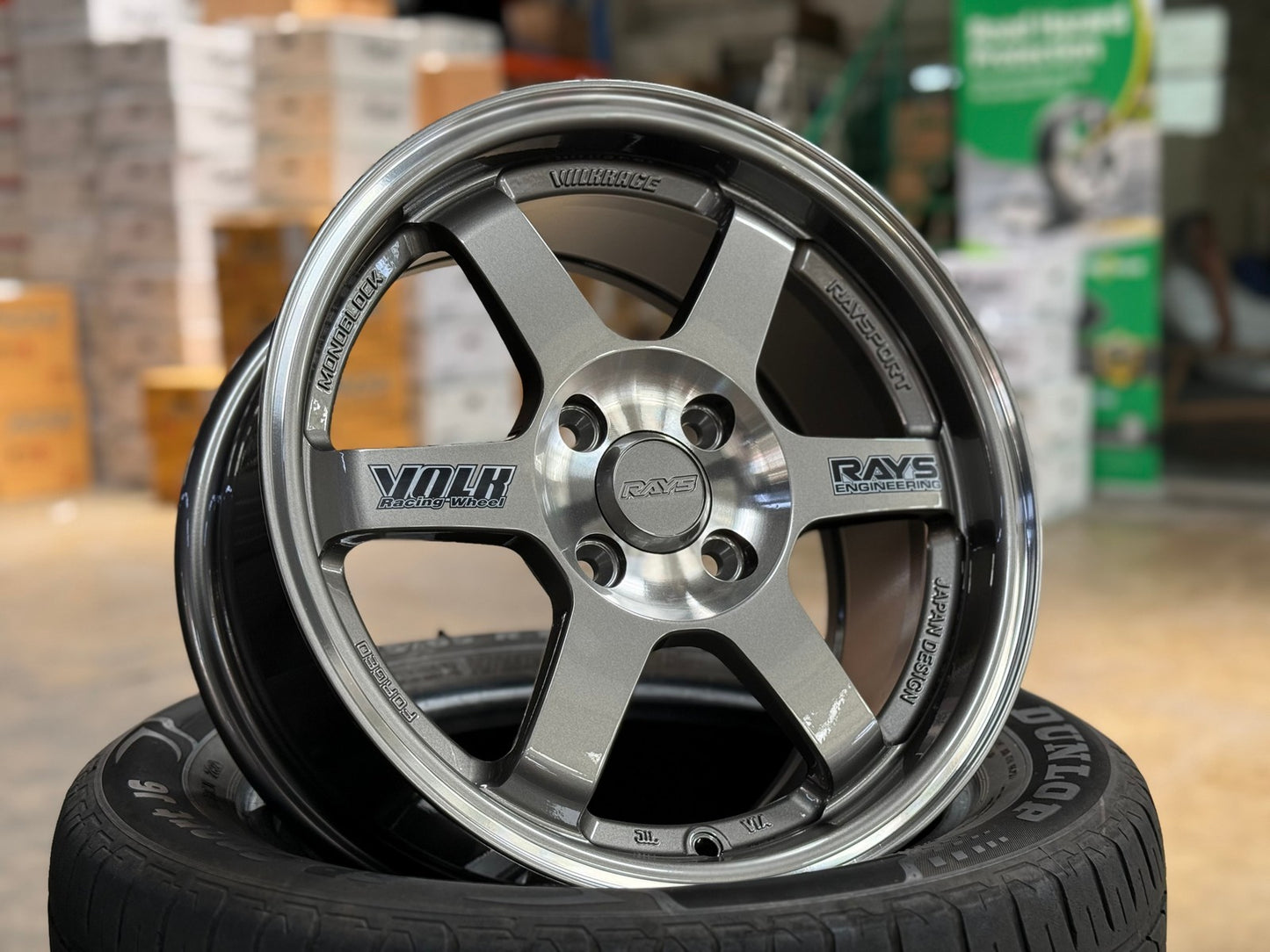 New 15X7 ET38 D1 TE37 OG Design Rim (4 wheel) Gloss Gunmetal 4X100