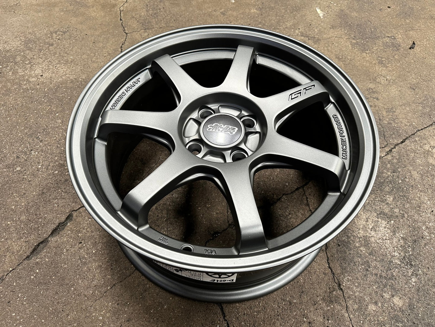 New 16X7 ET38 Mugen Design GP Rim (4 wheel) Matt Gunmetal 4X100