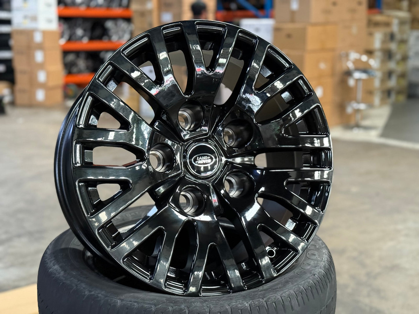 New 18X9 ET0 Land Rover Design Defender Kahn Rim (5 wheel) Gloss Black 5X165.1