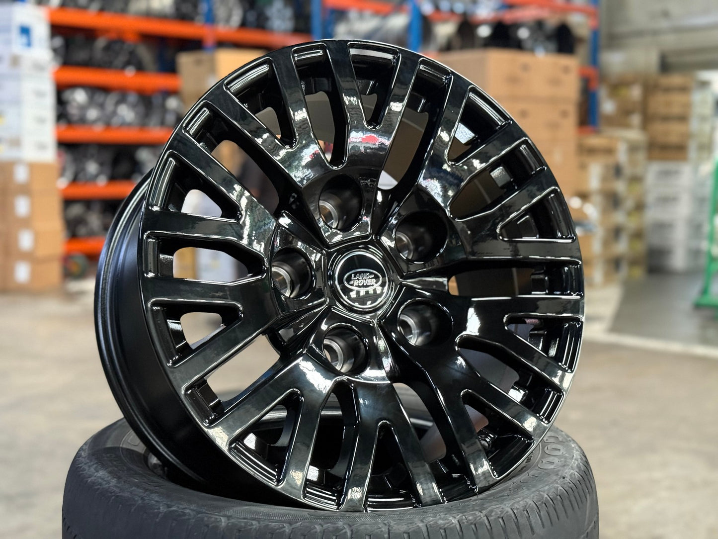 New 18X9 ET0 Land Rover Design Defender Kahn Rim (5 wheel) Gloss Black 5X165.1