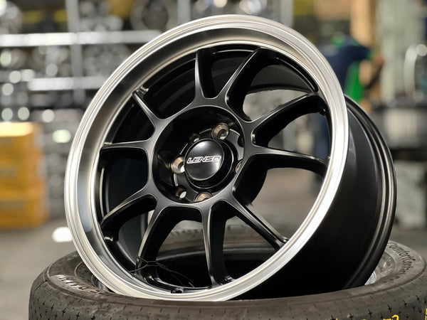 New 15X7 ET40 Lenso Fanatic Rim (4 wheel) Matt Black 4X100