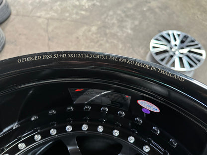 New 19X8.5 ET43 G Forged GF01 Rim (4 wheel) Gloss Silver 5X112