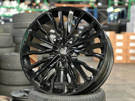 New 22X9.5 ET42 Hawke Harrier Design Rim (4 wheel) Gloss Black 5X108