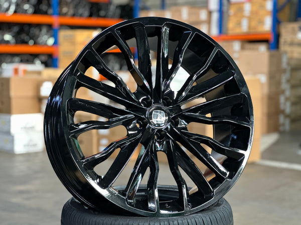 New 22X9.5 ET42 Hawke Harrier Design Rim (4 wheel) Gloss Black 5X108
