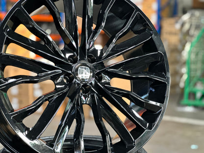 New 22X9.5 ET42 Hawke Harrier Design Rim (4 wheel) Gloss Black 5X108