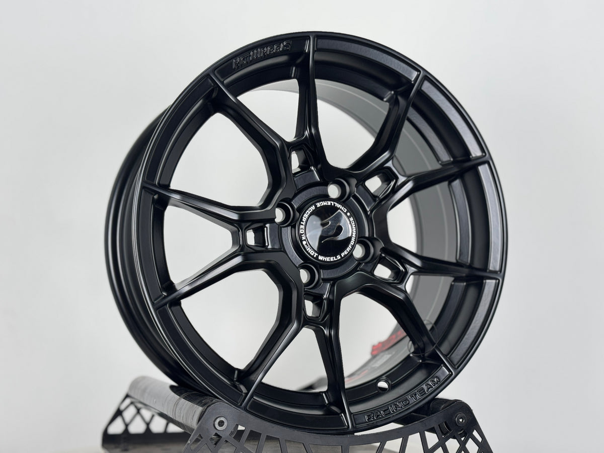 New 15X6.5 ET40 Hotwheels HW02 Rim (4 wheel) Matt Black 4X100