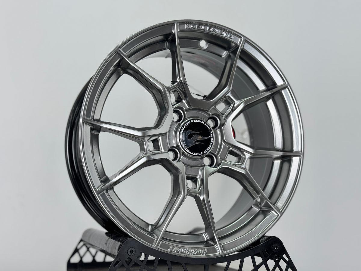 New 15X6.5 ET40 Hotwheels HW02 Rim (4 wheel) Diamond Black 4X100