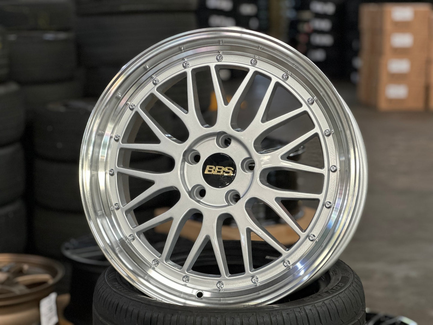 New 19X8.5 ET38 BBS LM Design Rim (4 wheel) Gloss Silver 5X114.3