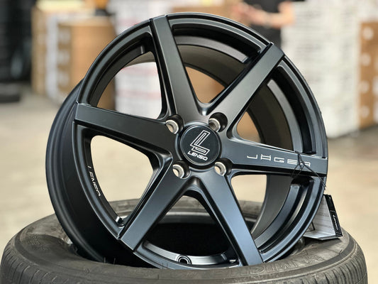 New 15X7 ET35 Lenso Jager Craft Rim (4 wheel) Matt Black 4X100