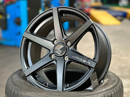 New 15X7 ET35 Lenso Jager Craft Rim (4 wheel) Matt Black 4X100