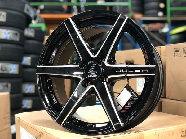 New 16X7 ET35 Lenso Jager Craft Rim (4 wheel) Gloss Black 4X100