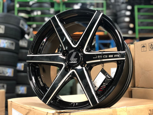 New 16X7 ET35 Lenso Jager Craft Rim (4 wheel) Gloss Black 4X100