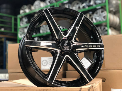 New 16X7 ET35 Lenso Jager Craft Rim (4 wheel) Gloss Black 4X100