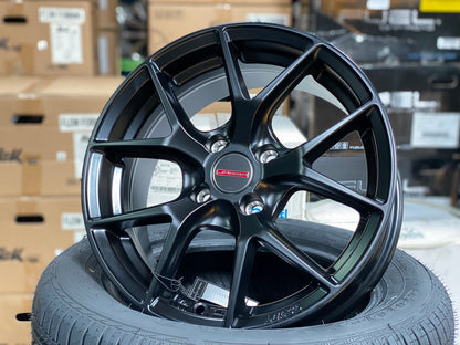 New 15X6.5 ET38 Lenso Jager Dyna Rim (4 wheel) Matt Black 4X100