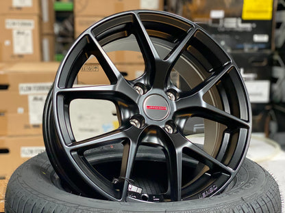 New 15X6.5 ET38 Lenso Jager Dyna Rim (4 wheel) Matt Black 4X100
