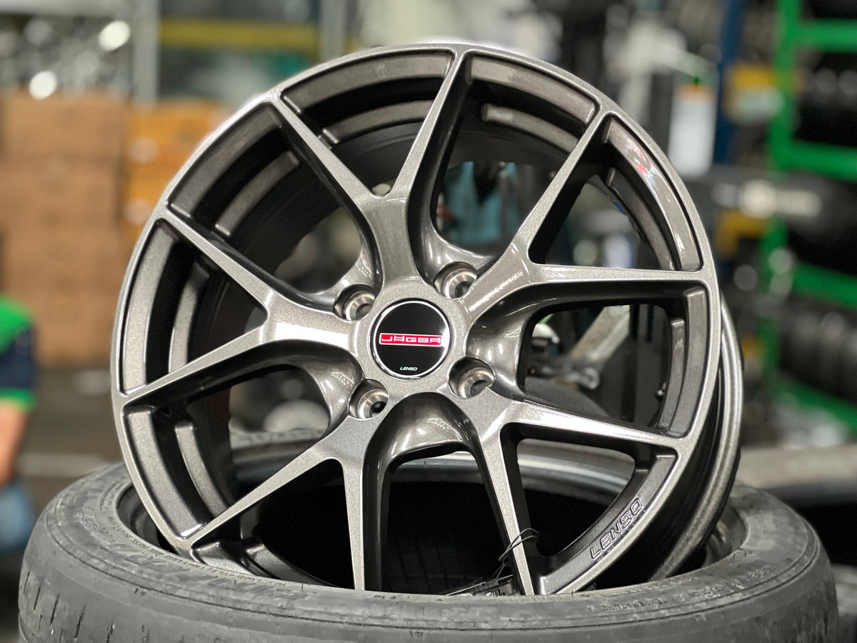 New 15X6.5 ET38 Lenso Jager Dyna Rim (4 wheel) Hyper Black 4X100