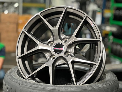 New 15X6.5 ET38 Lenso Jager Dyna Rim (4 wheel) Hyper Black 4X100