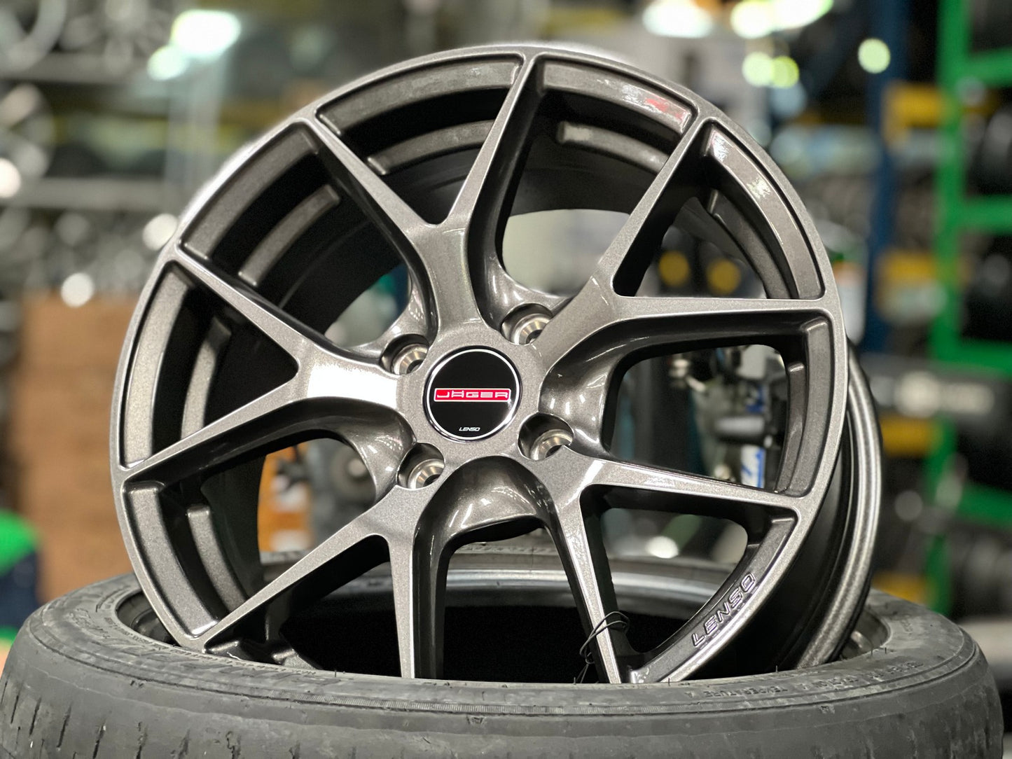 New 15X6.5 ET38 Lenso Jager Dyna Rim (4 wheel) Hyper Black 4X100