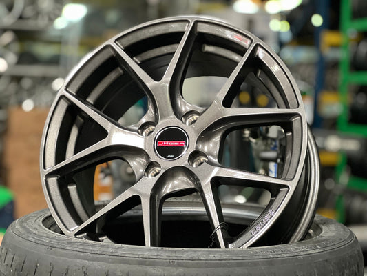 New 15X6.5 ET38 Lenso Jager Dyna Rim (4 wheel) Hyper Black 4X100