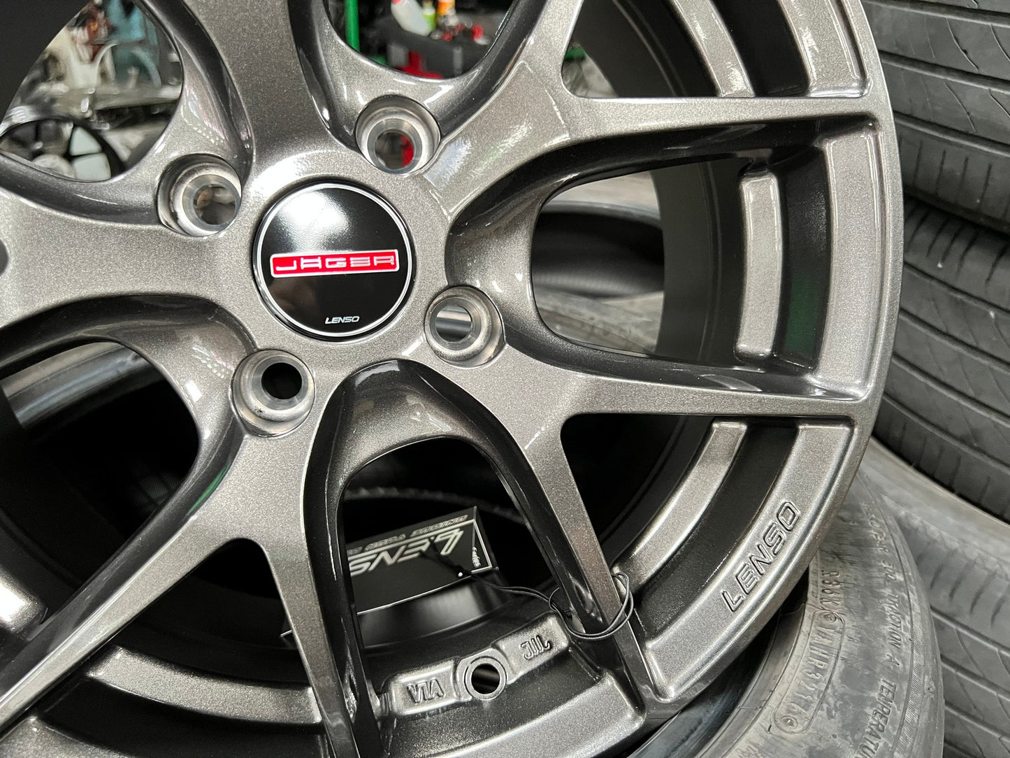 New 15X6.5 ET38 Lenso Jager Dyna Rim (4 wheel) Hyper Black 4X100