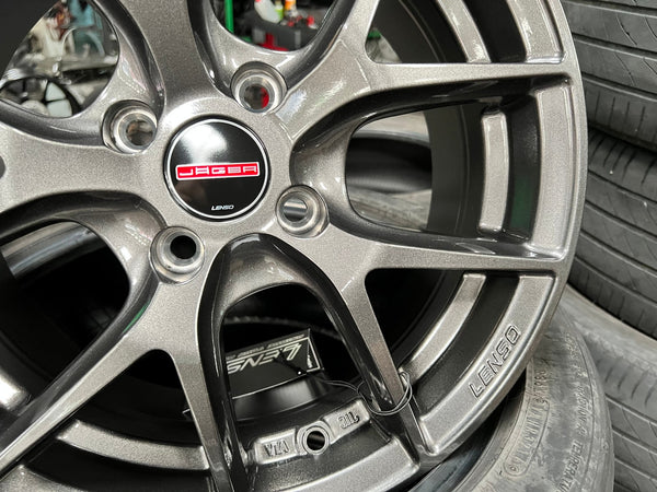 New 15X6.5 ET38 Lenso Jager Dyna Rim (4 wheel) Hyper Black 4X100