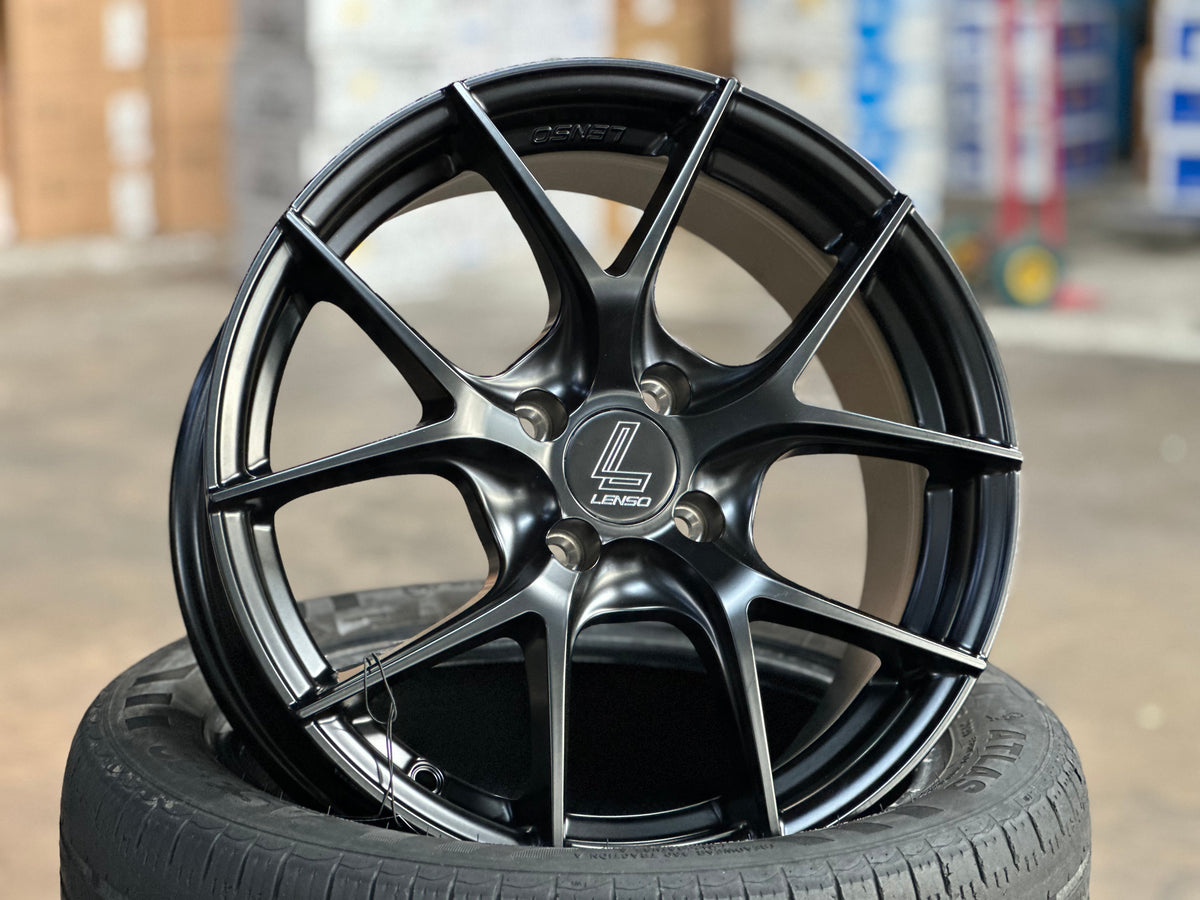 New 16X7 ET35 Lenso Jager Dyna Rim (4 wheel) Matt Black 4X100