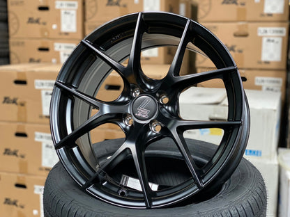 New 17X7.5 ET35 Lenso Jager Dyna Rim (4 wheel) Matt Black 4X100