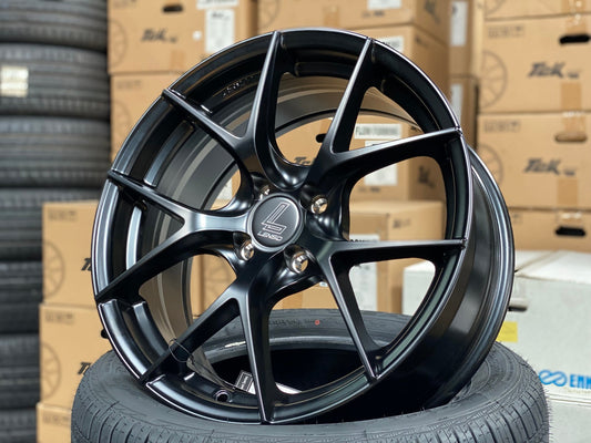 New 17X7.5 ET35 Lenso Jager Dyna Rim (4 wheel) Matt Black 4X100