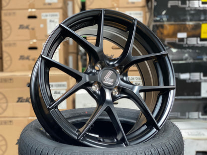 New 17X7.5 ET35 Lenso Jager Dyna Rim (4 wheel) Matt Black 4X100