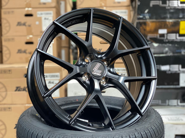 New 17X7.5 ET35 Lenso Jager Dyna Rim (4 wheel) Matt Black 4X100