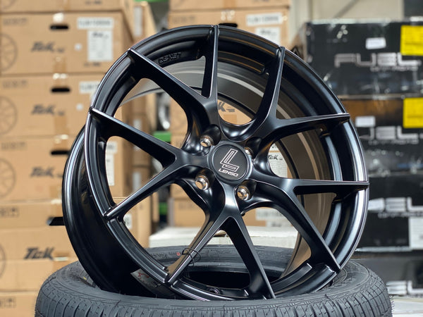 New 17X7.5 ET35 Lenso Jager Dyna Rim (4 wheel) Matt Black 4X100