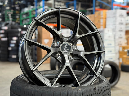 New 17X7.5 ET35 Lenso Jager Dyna Rim (4 wheel) Gloss Black 4X100