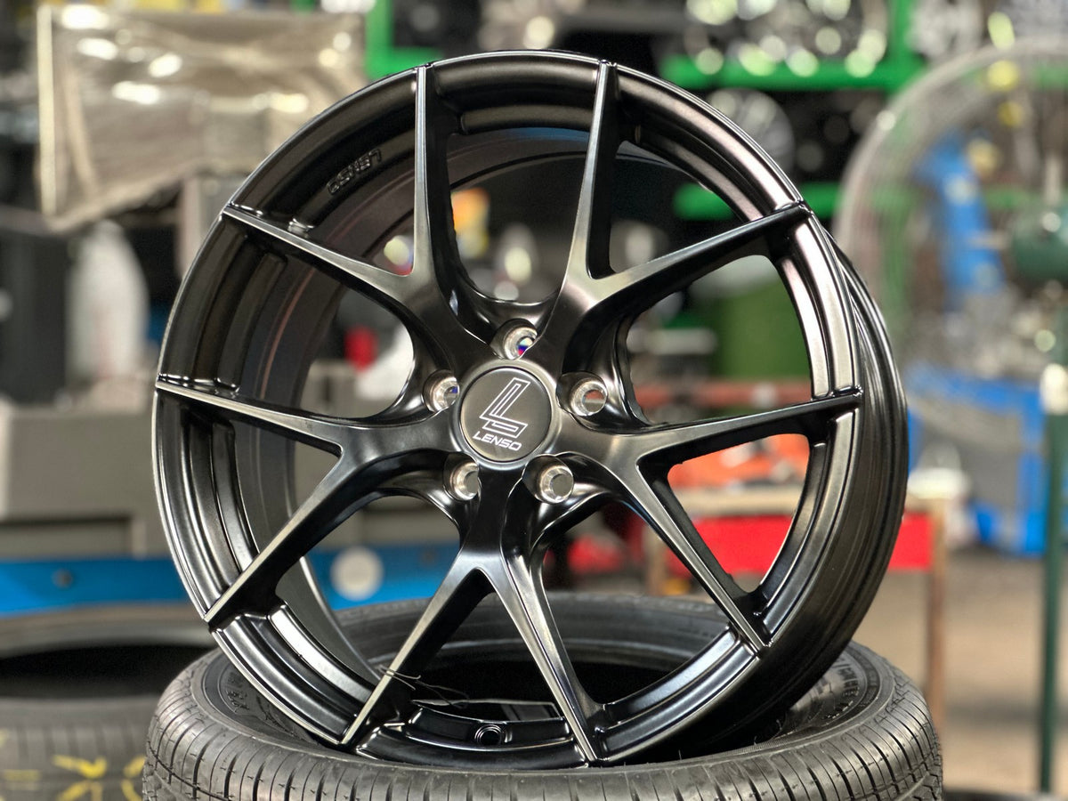 New 17X7.5 ET35 Lenso Jager Dyna Rim (4 wheel) Matt Black 5X100