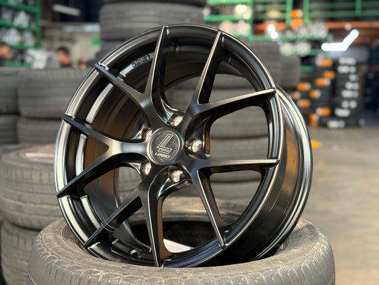 New 17X7.5 ET35 Lenso Jager Dyna Rim (4 wheel) Matt Black 5X112