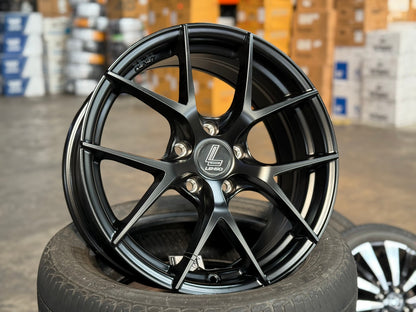 New 17X7.5 ET35 Lenso Jager Dyna Rim (4 wheel) Matt Black 5X112