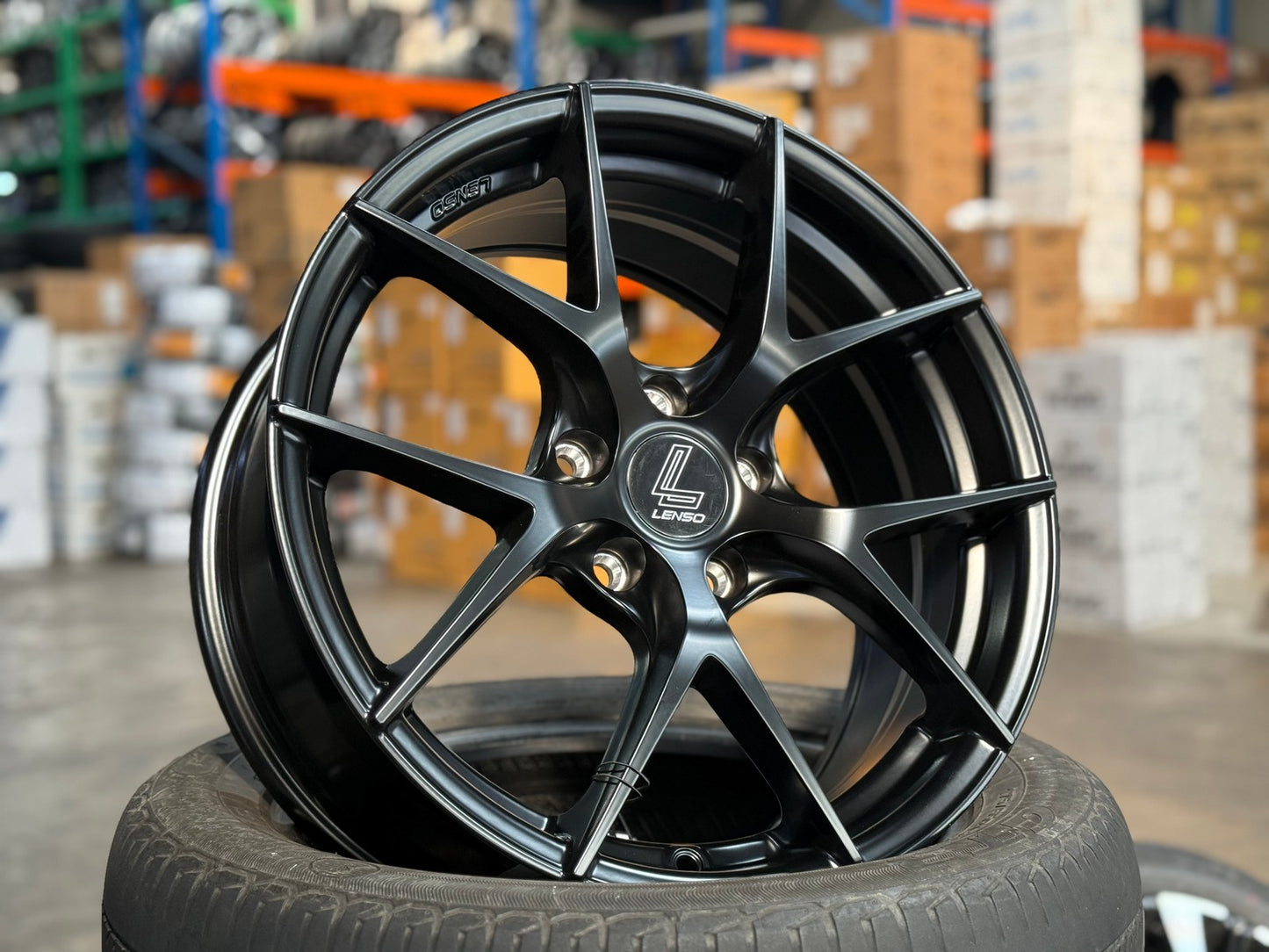 New 17X7.5 ET35 Lenso Jager Dyna Rim (4 wheel) Matt Black 5X112