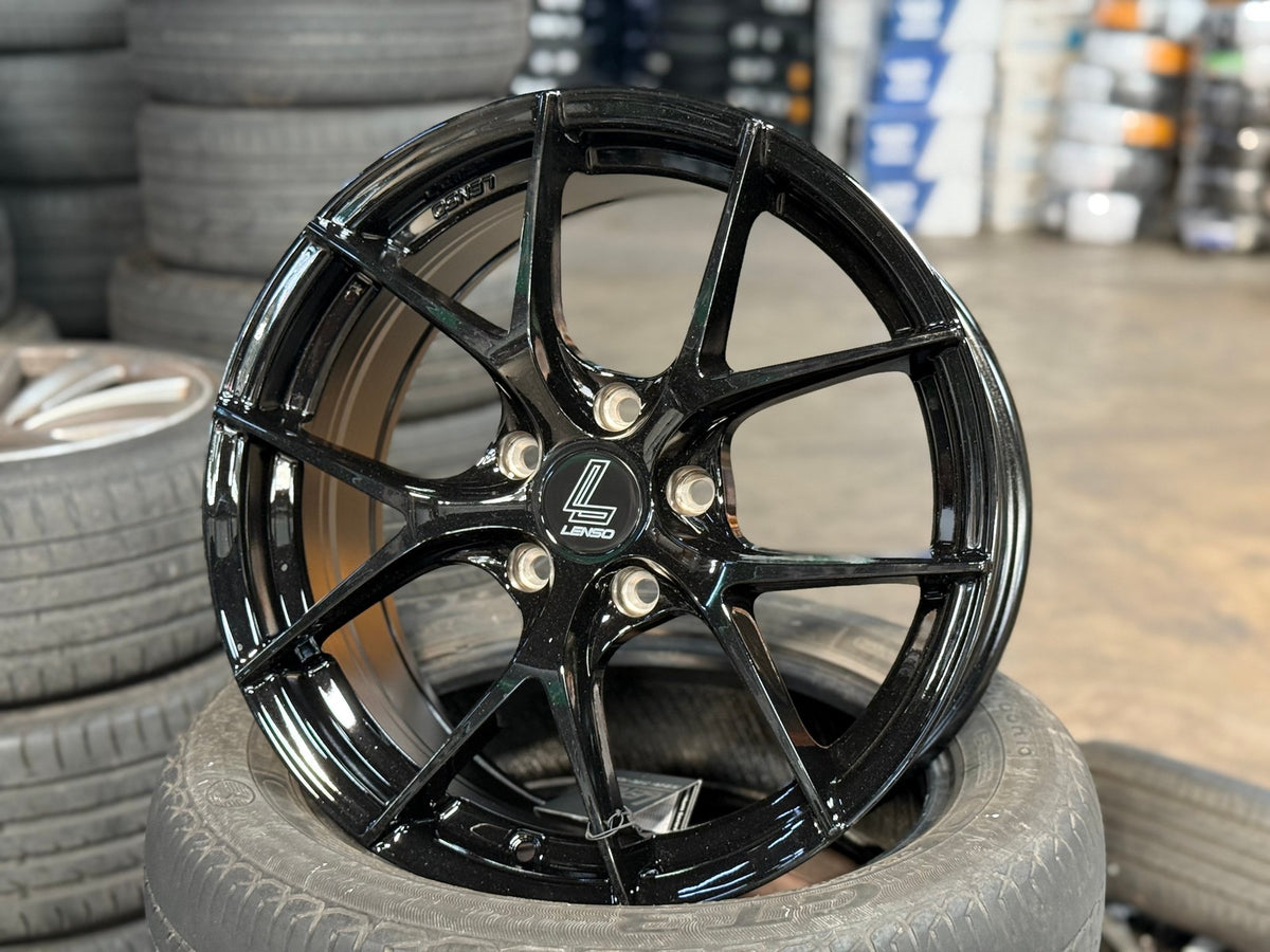 New 17X7.5 ET35 Lenso Jager Dyna Rim (4 wheel) Gloss Black 5X114.3