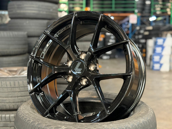 New 17X7.5 ET35 Lenso Jager Dyna Rim (4 wheel) Gloss Black 5X114.3