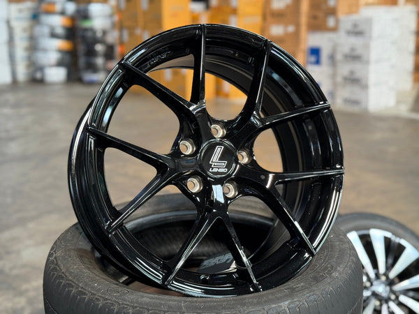 New 17X7.5 ET35 Lenso Jager Dyna Rim (4 wheel) Gloss Black 5X114.3