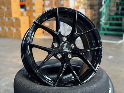 New 17X7.5 ET35 Lenso Jager Dyna Rim (4 wheel) Gloss Black 5X114.3