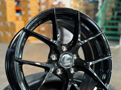 New 17X7.5 ET35 Lenso Jager Dyna Rim (4 wheel) Gloss Black 5X114.3