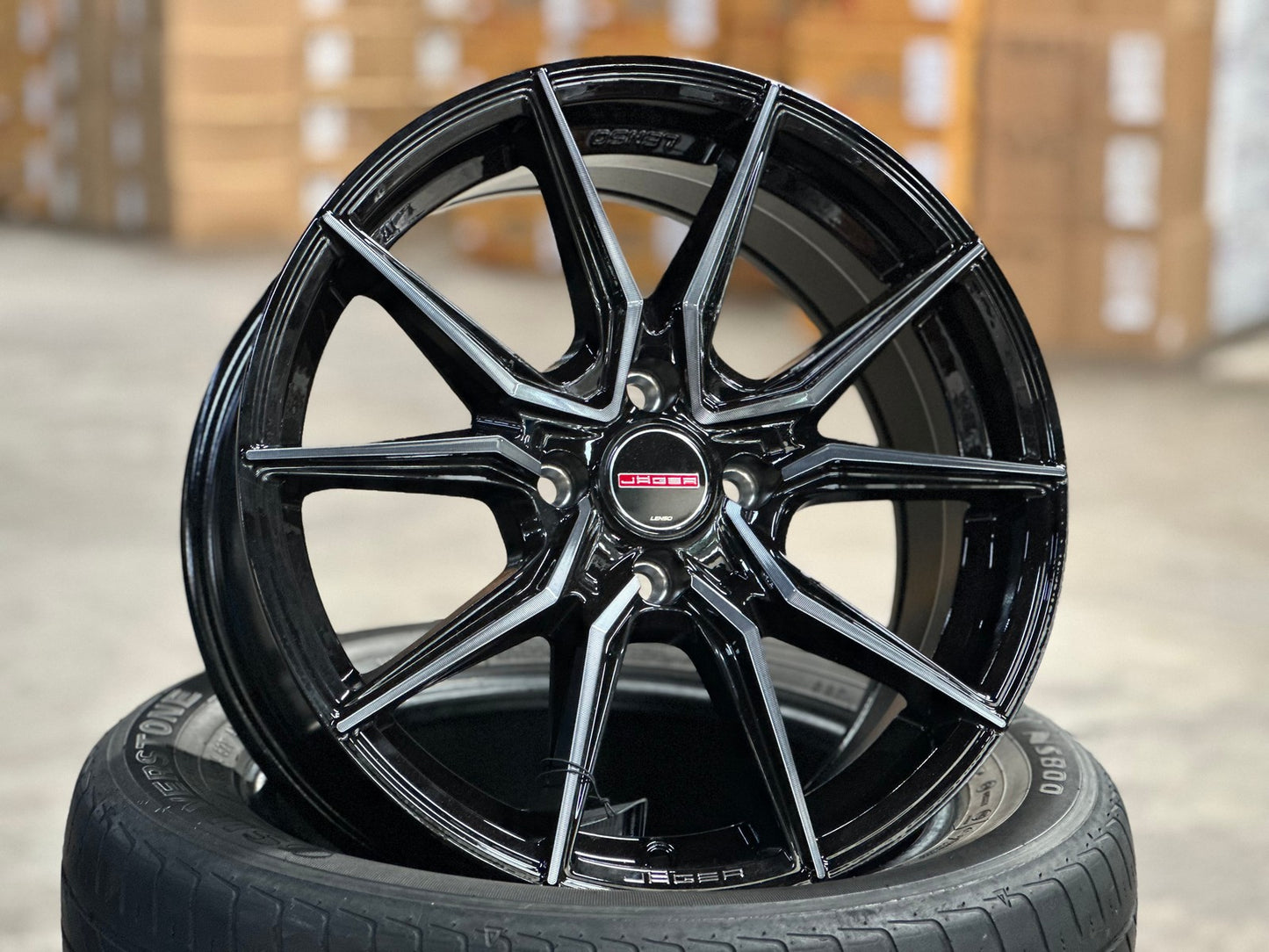 New 15X7 ET35 Lenso Jager Java Rim (4 wheel) Gloss Black 4X100