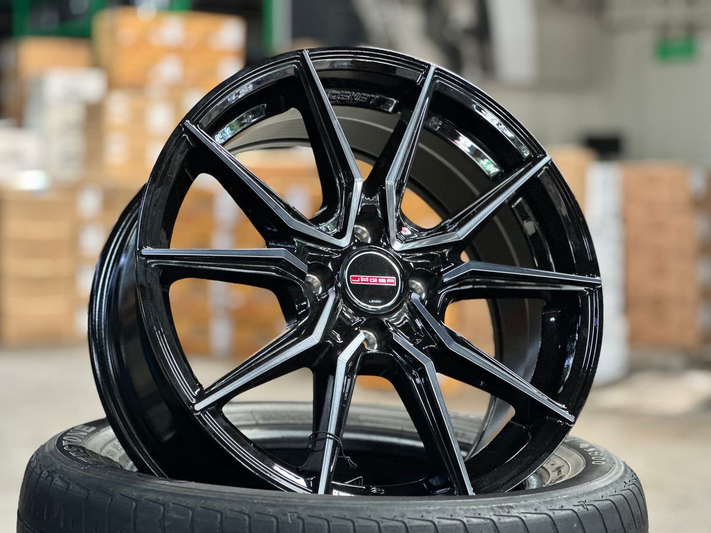 New 15X7 ET35 Lenso Jager Java Rim (4 wheel) Gloss Black 4X100