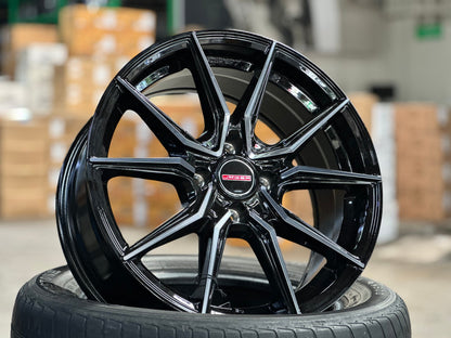 New 15X7 ET35 Lenso Jager Java Rim (4 wheel) Gloss Black 4X100